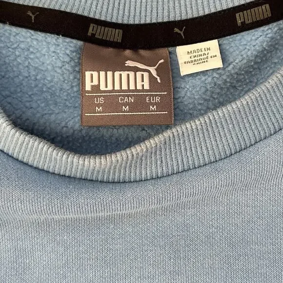 Puma Manchester City FC Soccer Crewneck Sweater Mens Size Medium Blue Sweatshirt - Picture 7 of 13